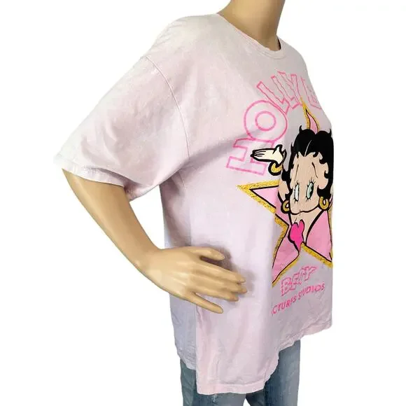 2/$30 Zara Limited Edition Betty Boop Hollywood Cotton Tee Pink Size L - Picture 5 of 9
